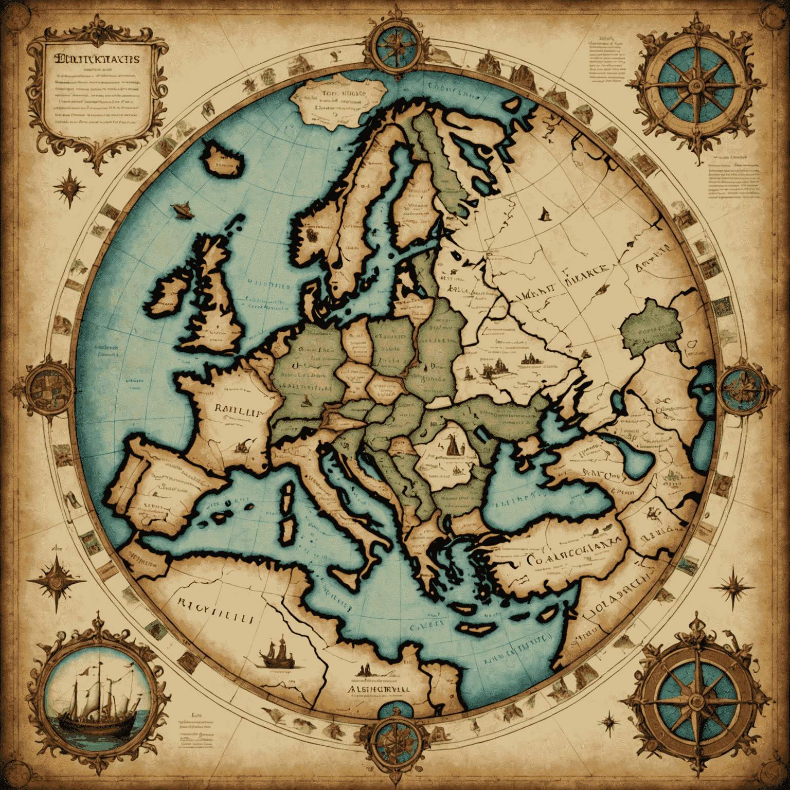 A medieval map with modern strategic elements overlaid, symbolizing the blend of historical wisdom and contemporary business planning