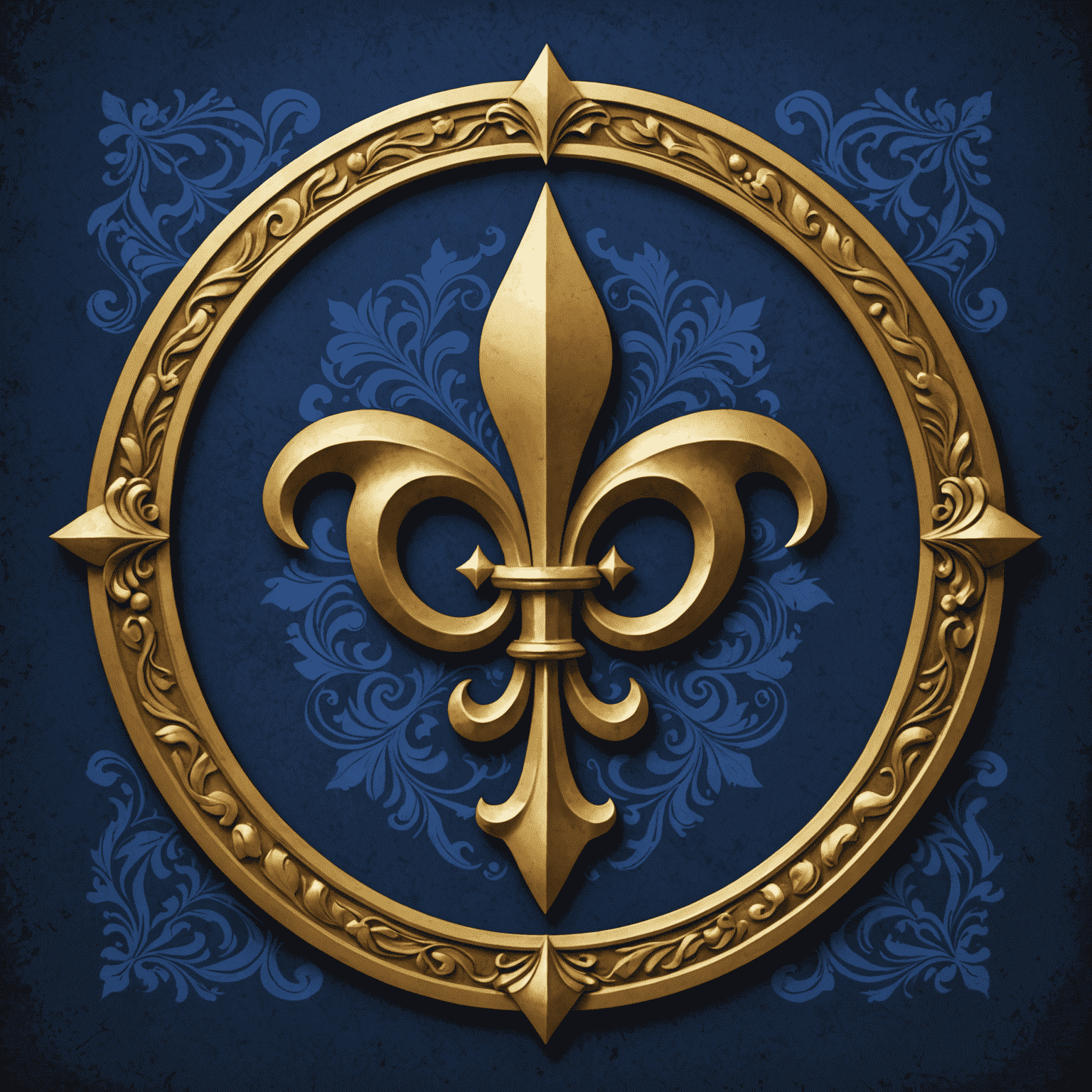 Jeanne D'Arc Consulting logo, featuring a stylized fleur-de-lis in gold on a deep royal blue background